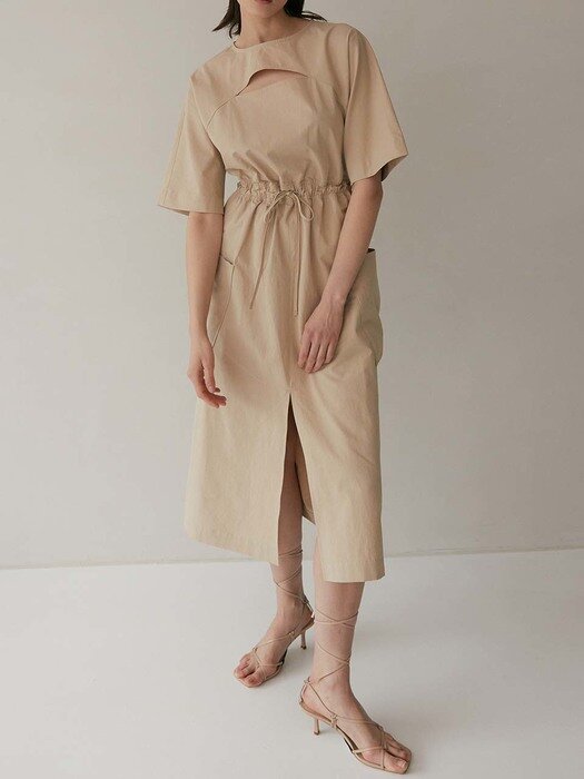 Selene Cutout Linen Midi Dress