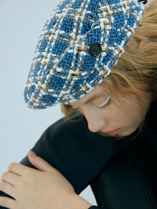 [Let there be light] Tweed beret_black&blue