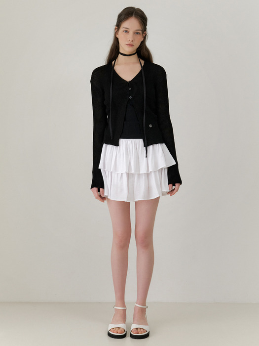Chiffon frill skirt (white)