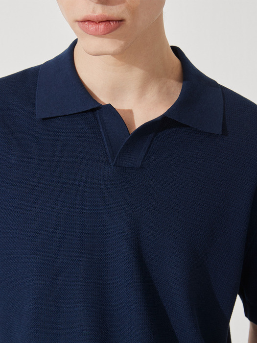 Texture  open shirt pullover _ Navy (NA) M42MPU022NA