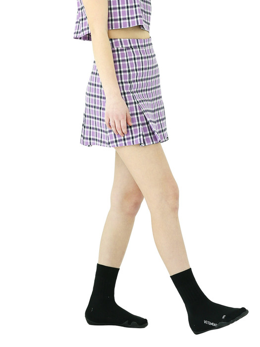 Seersucker Pleats Mini Skirt