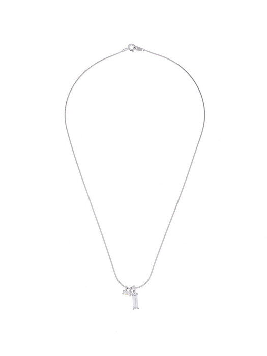 [GRAY Collection] Double Baguette Stone Slim Necklace