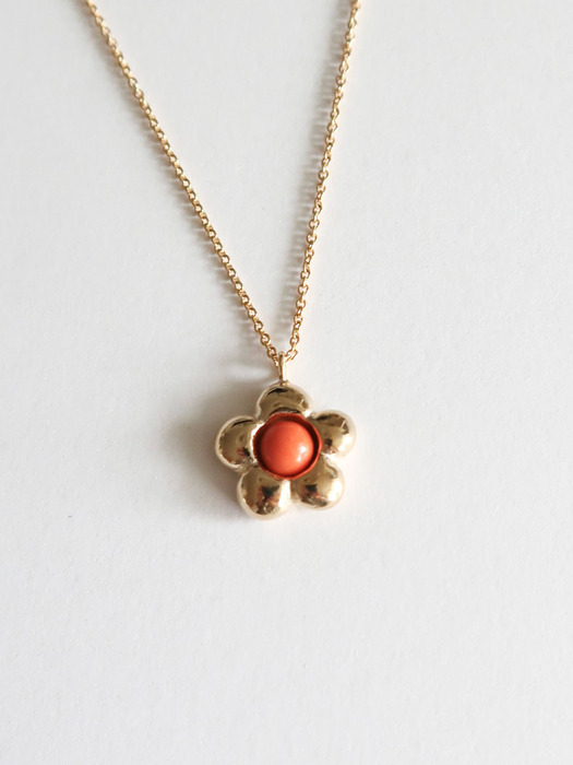 silver 925 Jelly flower necklace [DOL orange]