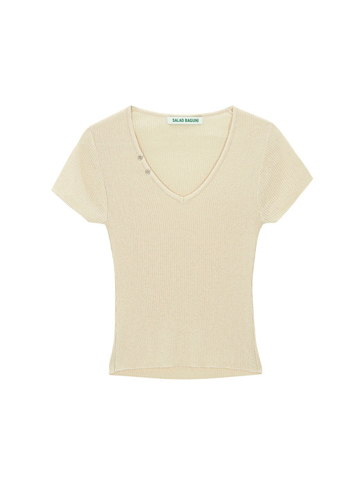 Celery V-neck T-shirt_beige