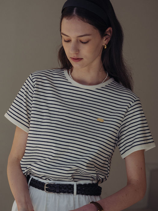Cotton stripe T-shirt(2color)