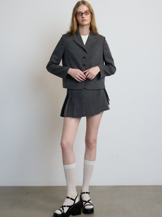Check Pleats Mini Skirt Grey Check (JWSK4E909G2)