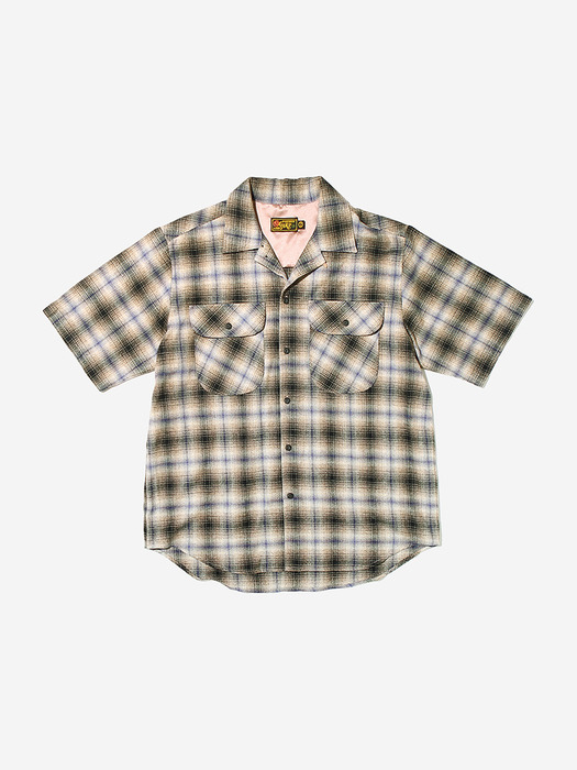 Cosmo Checker Flannel Open Half Shirt Gray