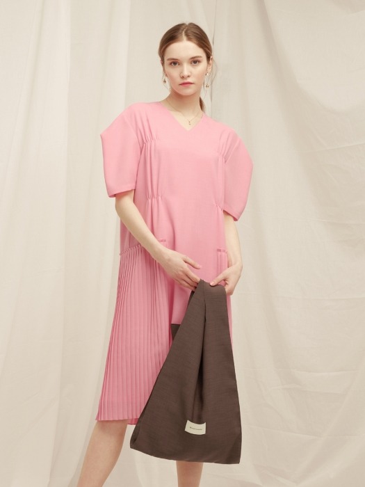 V-Neck Pleated Ops - Pink