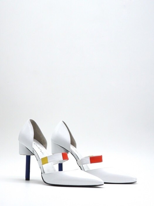 100 HIGH HEEL SLIP-ON IN THREE PRIMARY COLORS AND WHITE LEATHER 