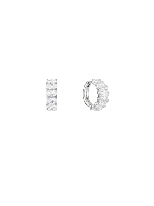 [Silver925]Oval Crystal One-Touch Hoop Earring_EC1731