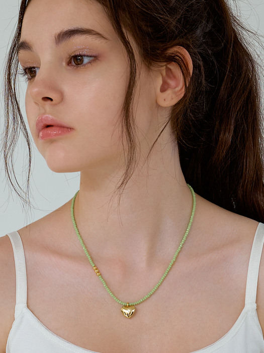 yellow green gold heart necklace