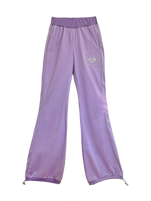 SILVER PIPING BOOTS CUT STRING PANTS PURPLE