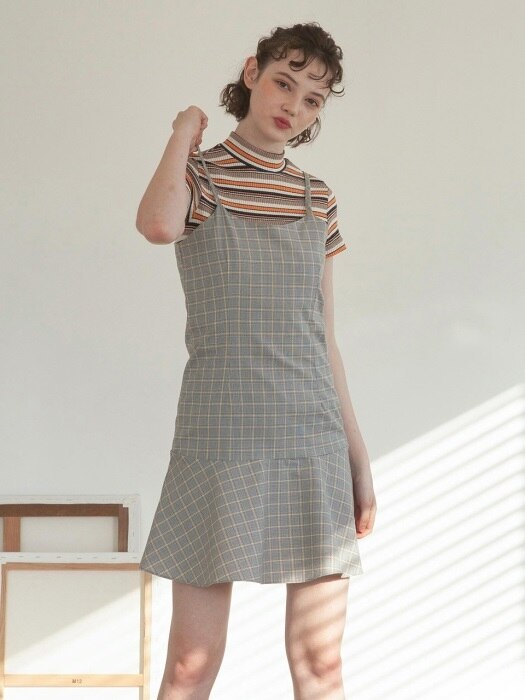 LINE CHECK ONEPIECE GREY CHECK