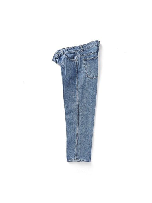 Slim Straight Denim Pants Washed Blue