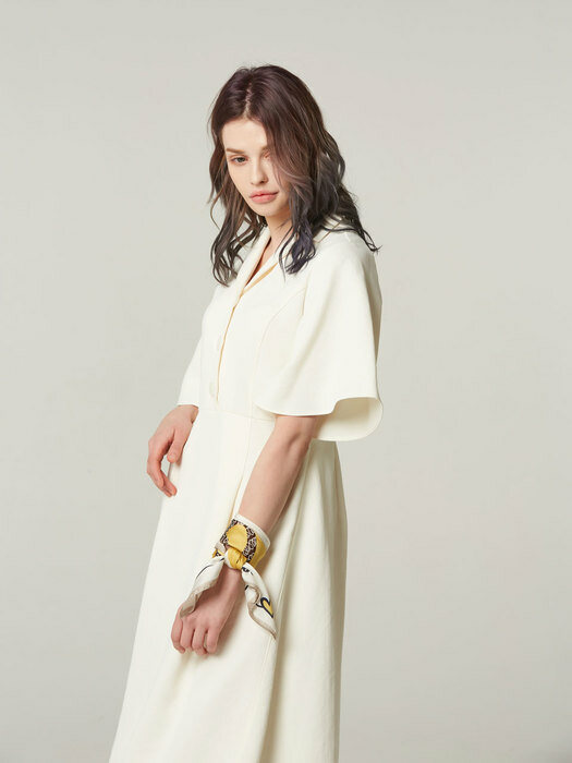 ruffle sleeve long dress #Ivory