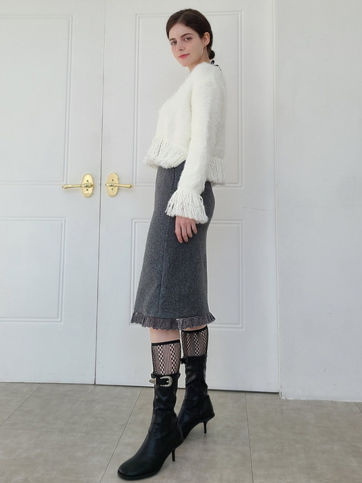 레이스포인트 기모 H라인 스커트 Lace point skirt