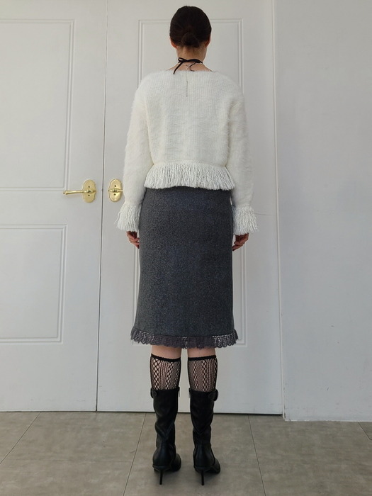 레이스포인트 기모 H라인 스커트 Lace point skirt