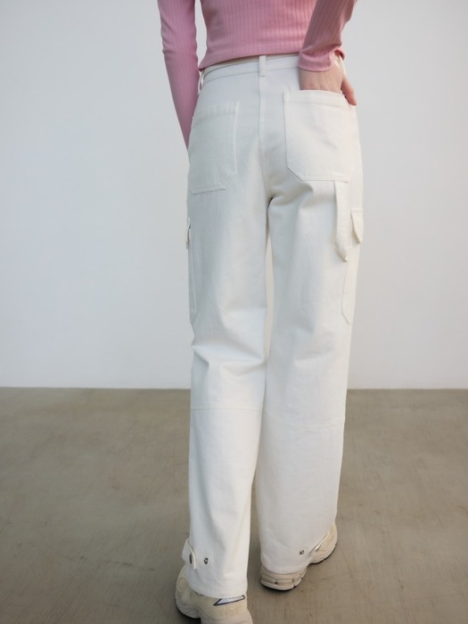Cotton Cargo Belted Pants Ivory (JWPA4E901WT)