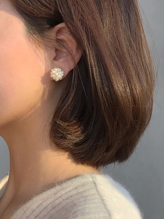[Silver925]Riz Flower Pearl Earrings 담수진주 실버 귀걸이