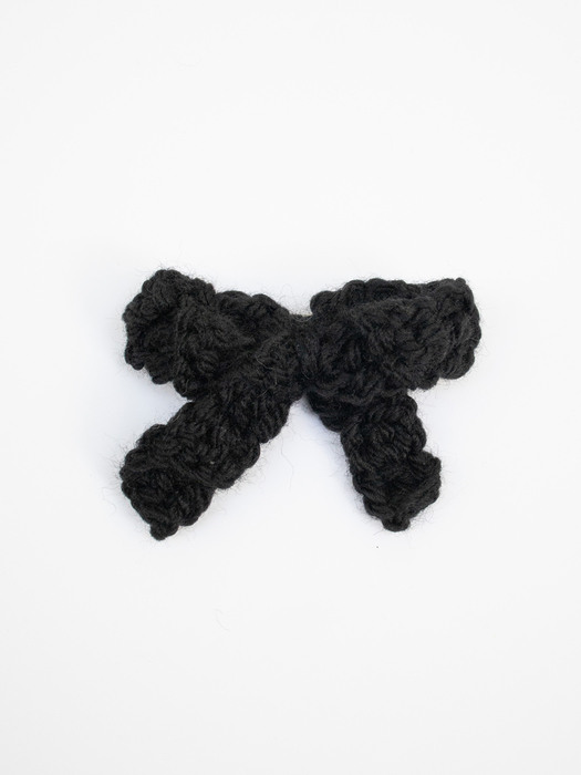 Fluffy ribbon hairpin (black)