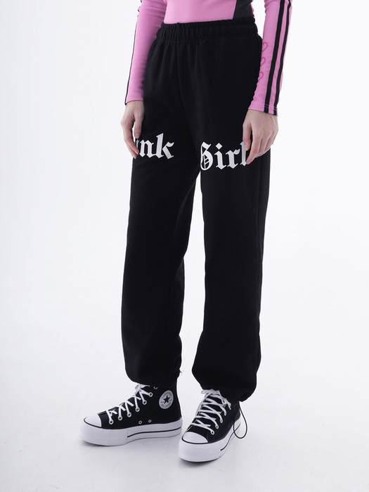 1 0 punk girl jogger pants - BLACK