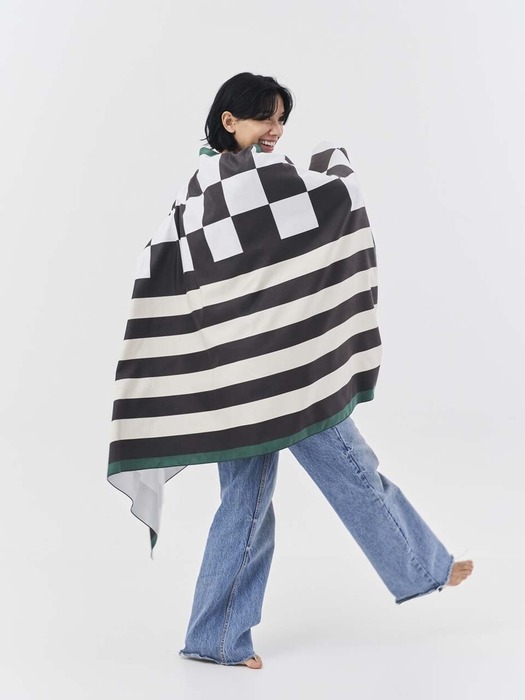 업사이클 비치타올 Shore towel mat -Stripe Checkerboard