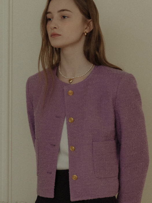 Romantic tweed jacket(Purple)