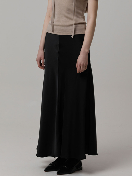 Satin blooming skirt (Navy, Black)