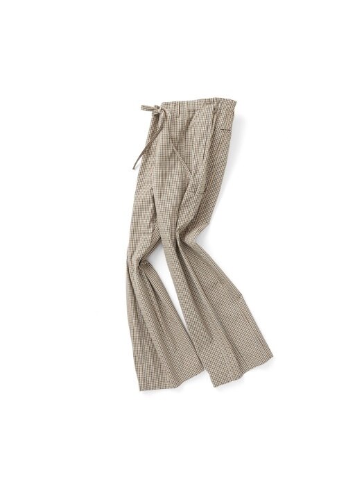 Wide String Pants Beige Check