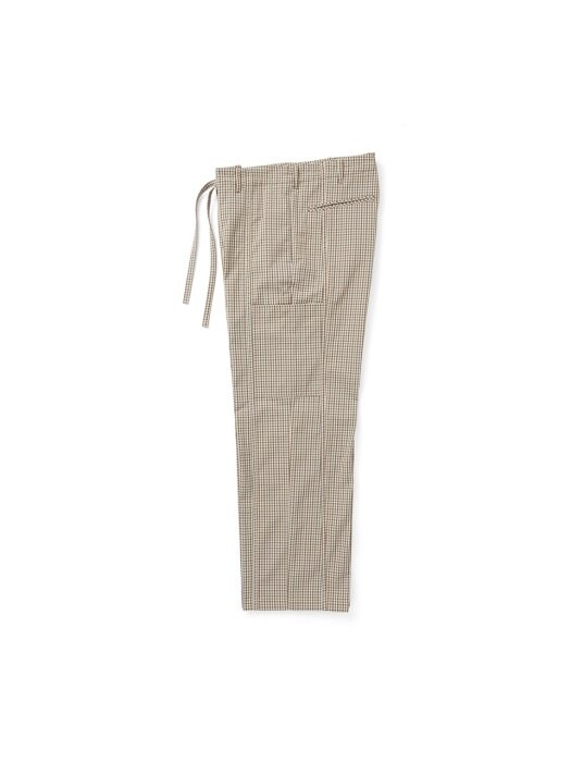 Wide String Pants Beige Check