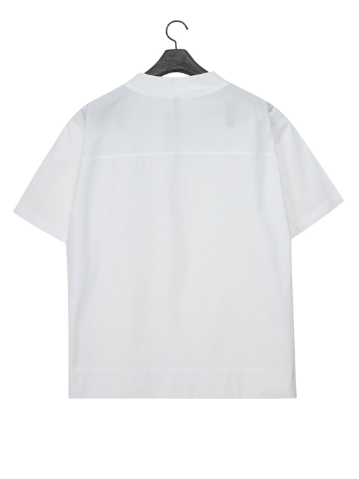 컷팅 오버핏 브이넥 셔츠 (화이트)