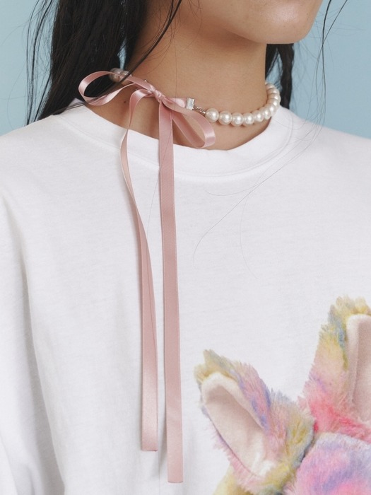 Love Ribbon Pearl Necklace