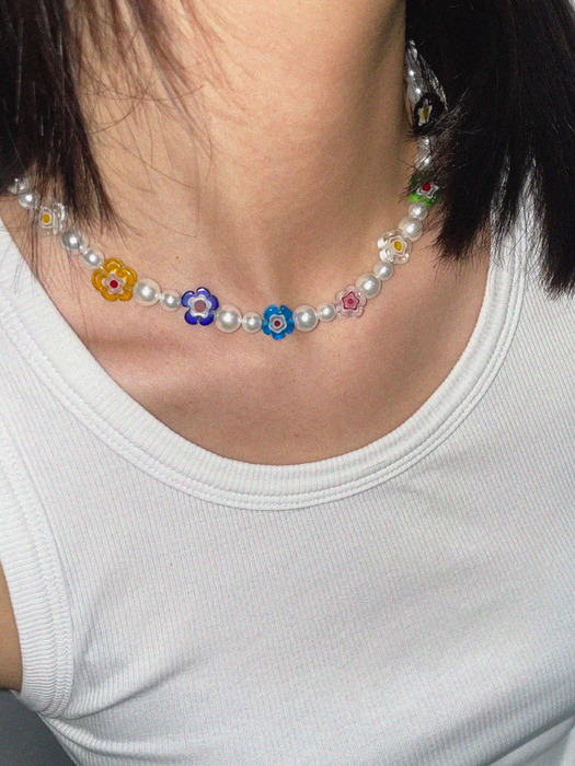 [단독]Flower mix Pearl Necklace