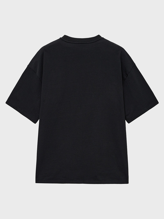 헤비 코튼 오버핏 티셔츠 (블랙)