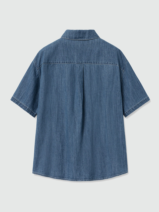 [린넨라이크데님]LinenLike Over Short Shirts DCSH005Blue
