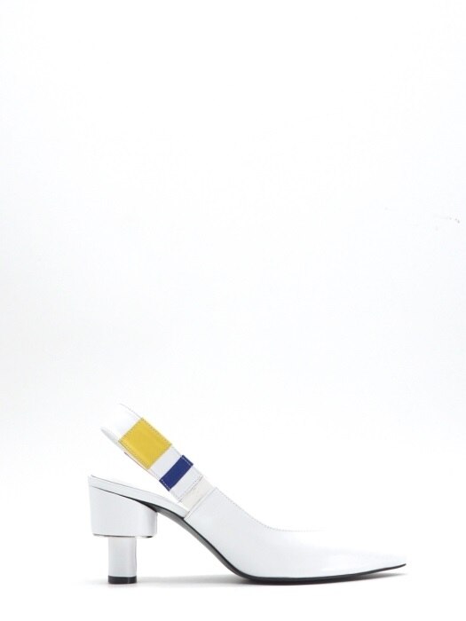70 MIDDLE HEEL SLING BACK IN THREE PRIMARY COLORS AND WHITE LEATHER 
