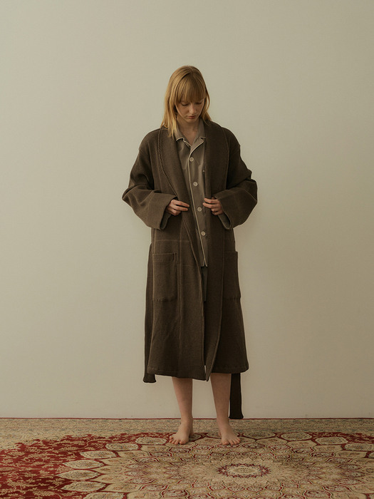 (w) Readymade Robe in Waffle Jersey Charcoal