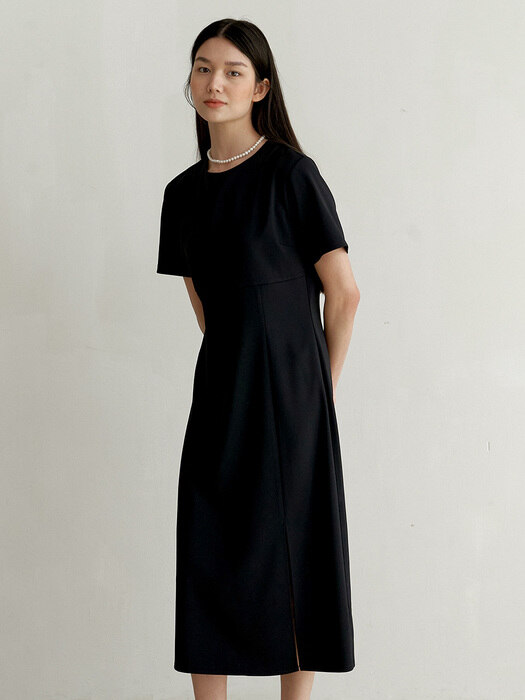 simple slit dress-black