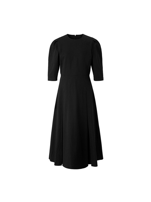 Round neck tuck dress - Black