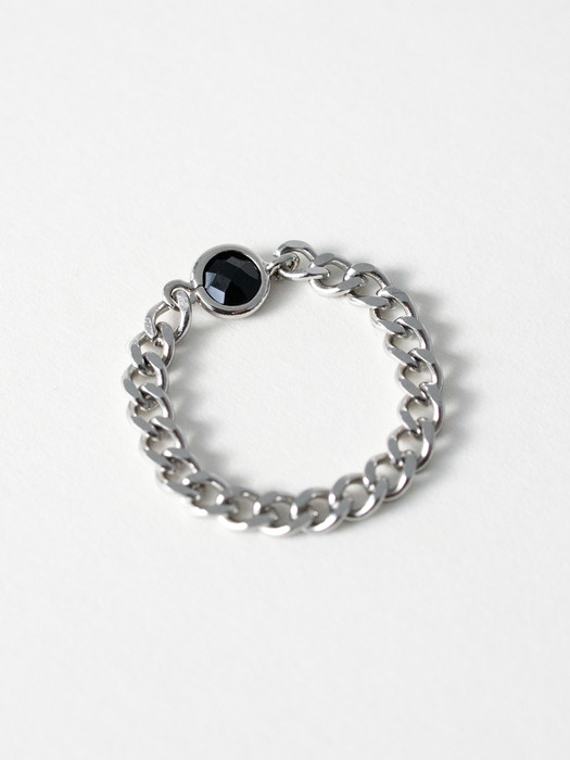 Black crystal pendant surgical chain ring