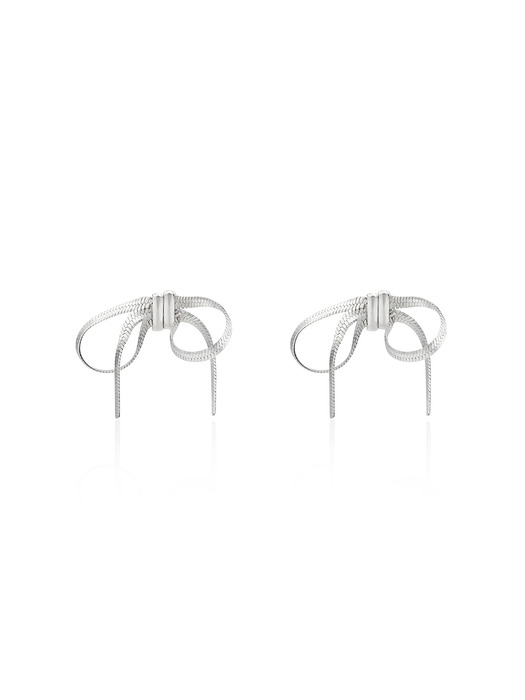 [Silver925] WE021 Silver snake ribbon earring