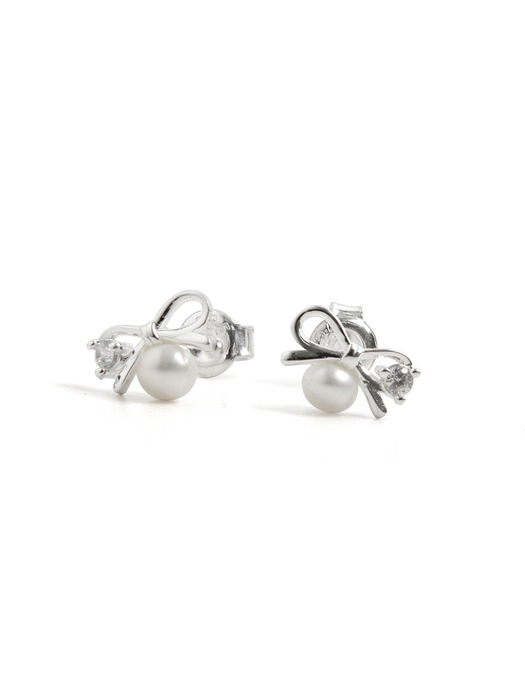 [단독][Silver925] HTY036 mini pearl ribbon earrings