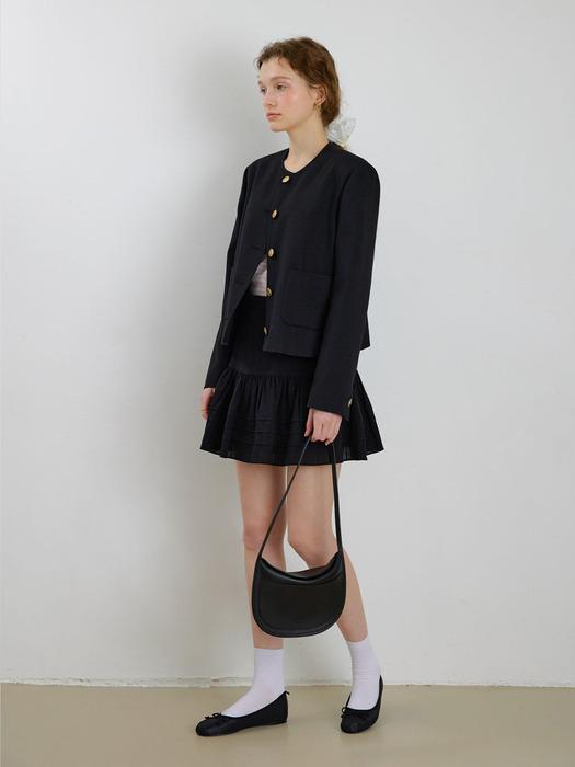 Pintuck Lace Skirt [BLACK]