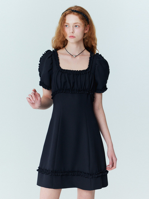 Frill mini dress_black