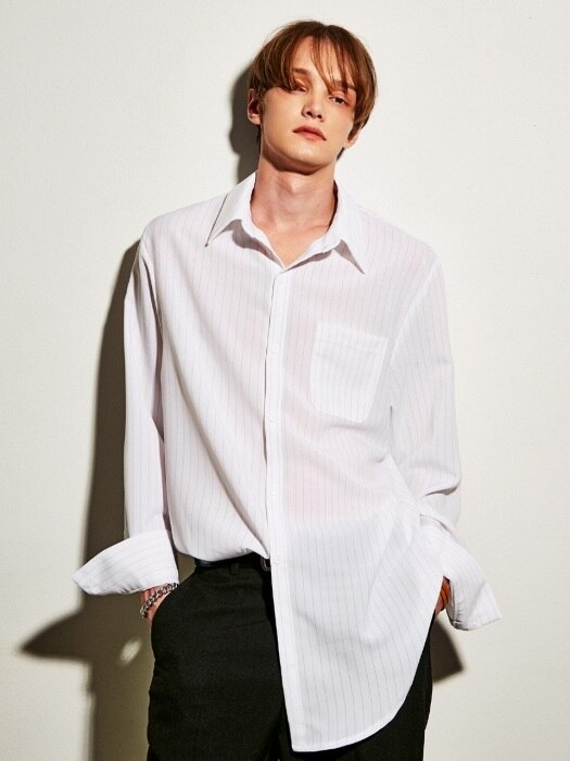 OVERSIZE STRIPE SHIRTS_WHITE