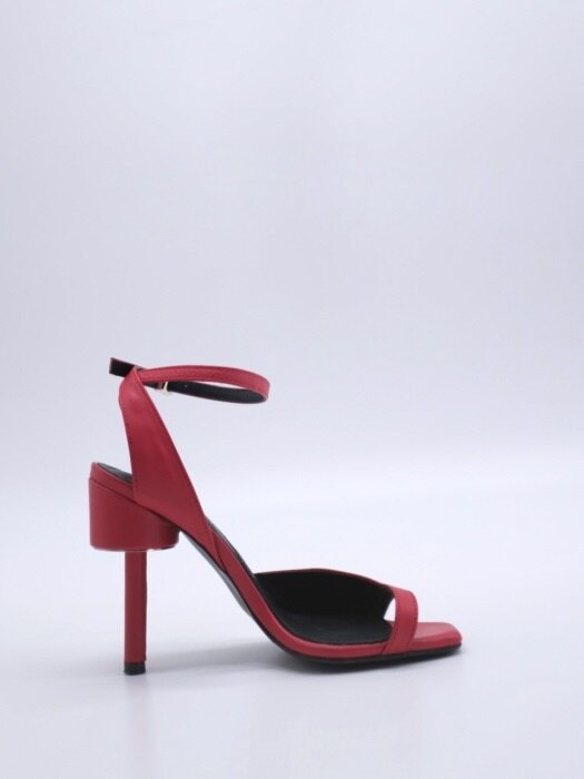 ASYMMETRY ANKLE STRAP 100 SANDALS IN RED LEATHER