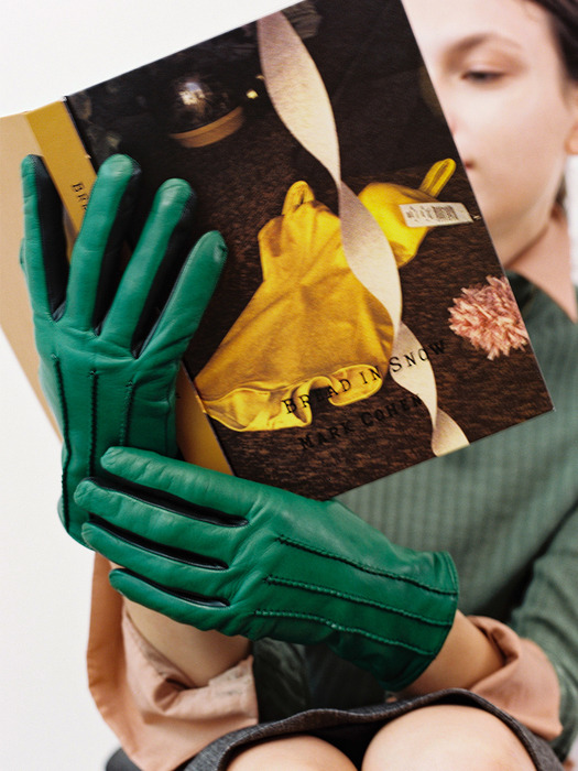 LEATHER GLOVES_FOREST GREEN