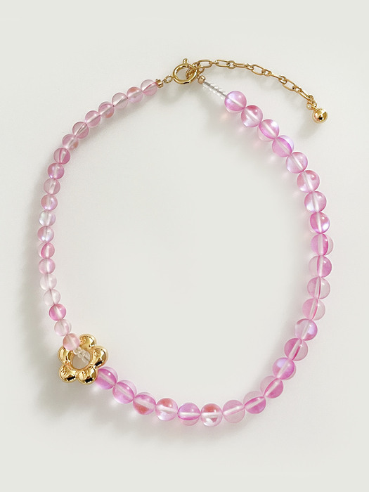 Summer Wild FLower Gem Necklace (Pink)