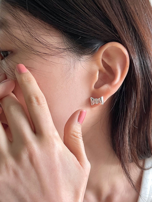 [silver925] ribbon earring