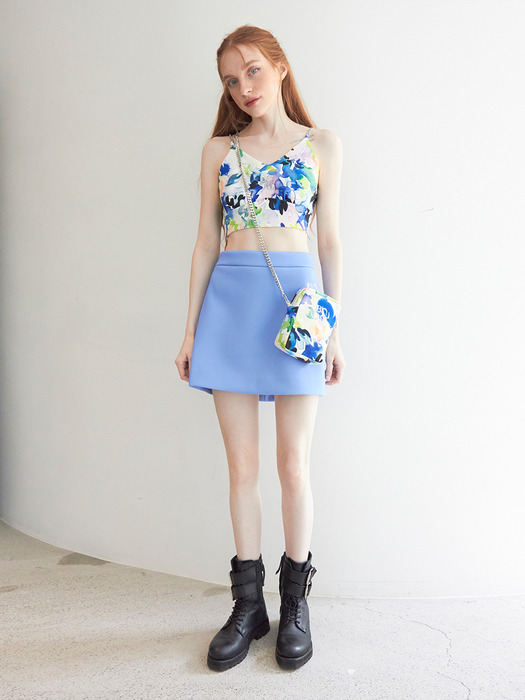 Simple silhouette mini skirt (Sky blue)